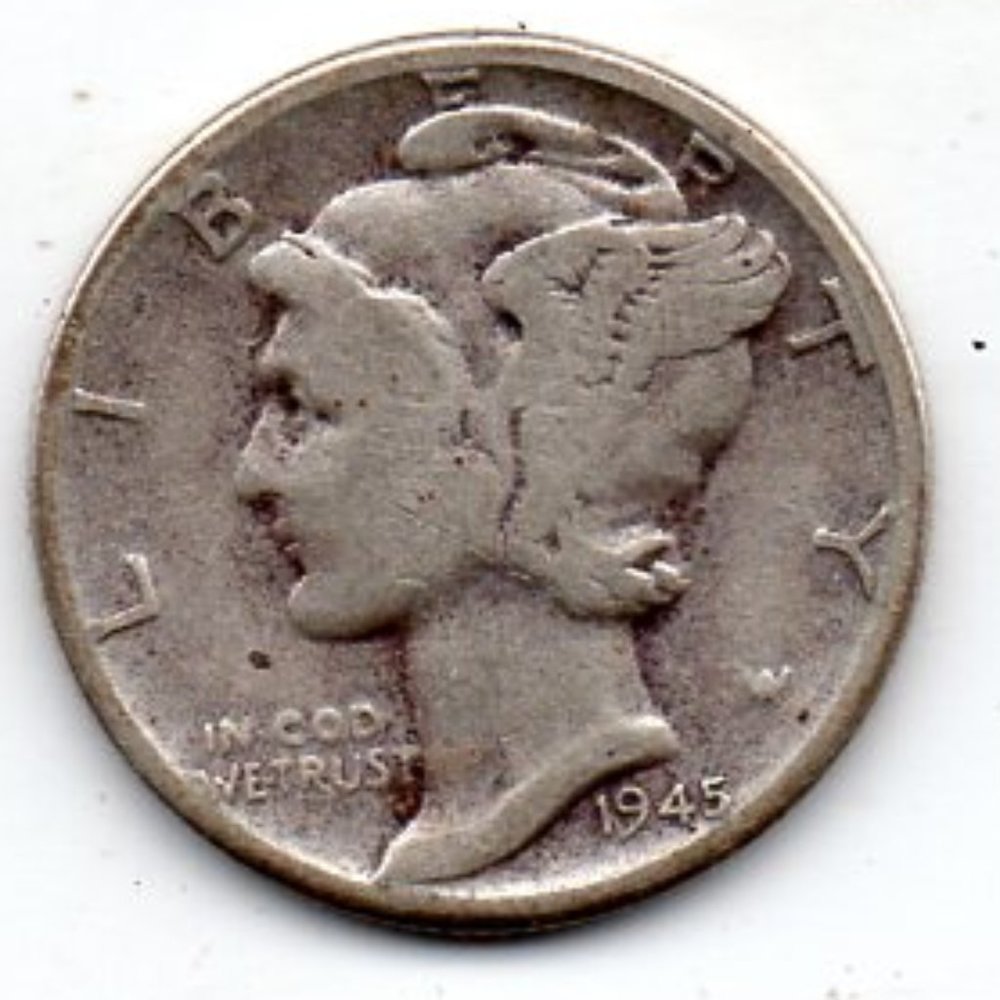 Granny Estate Find - 1945 Mercury Dime - About Uncirculated - 90 % Silver